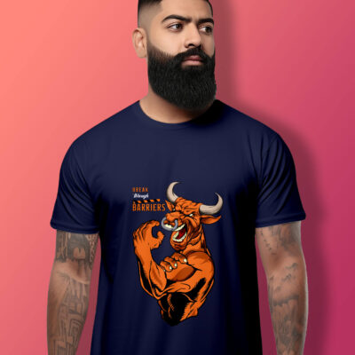 Bull Print T-Shirt (Navy Blue)