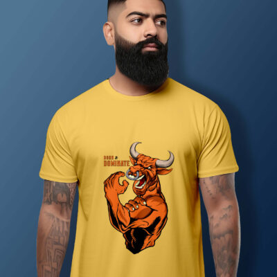 Bull Printed T-Shirts (Yellow)