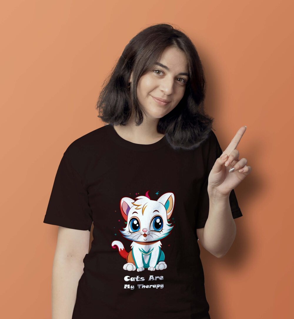 Cat printed T-Shirt (Coffee Brown)