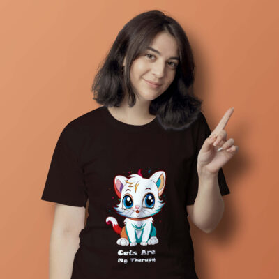 Cat printed T-Shirt (Coffee Brown)