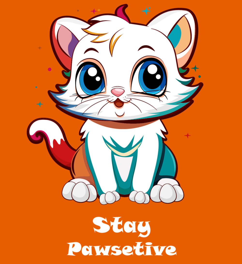 Cat Printed T-Shirt (Orange) - Image 3