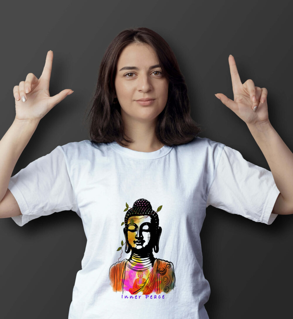 Lord Buddha Printed T-Shirts (White)