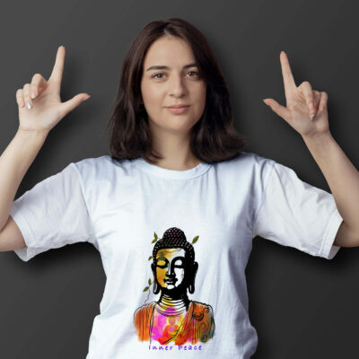 Lord Buddha Printed T-Shirts (White)