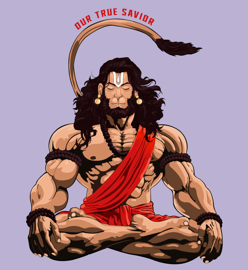 Hanuman Ji Printed T-Shirt (Lavender) - Image 3