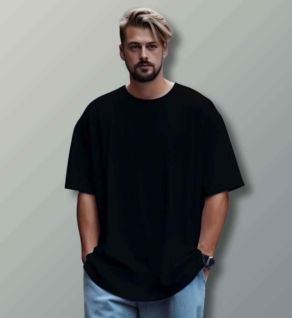 Unisex Oversized Plain T-Shirt (Black)