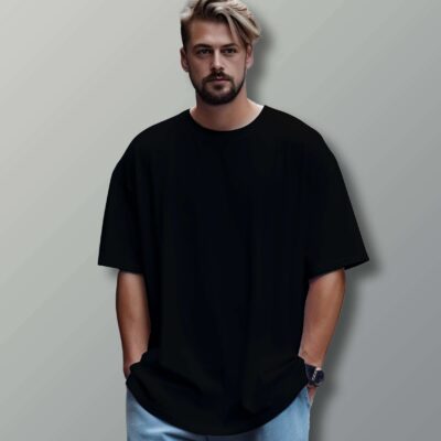 Unisex Oversized Plain T-Shirt (Black)
