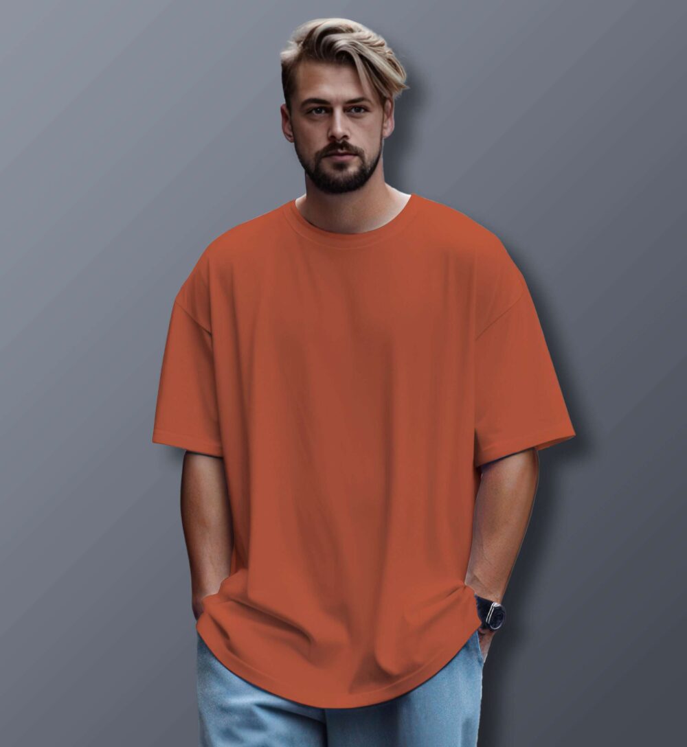 Unisex Oversized Plain T-Shirt (Coral)