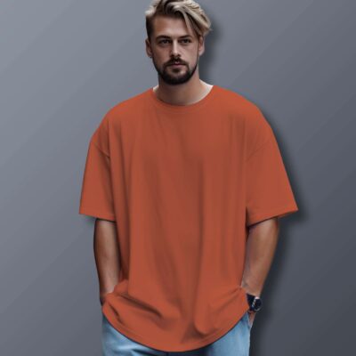 Unisex Oversized Plain T-Shirt (Coral)