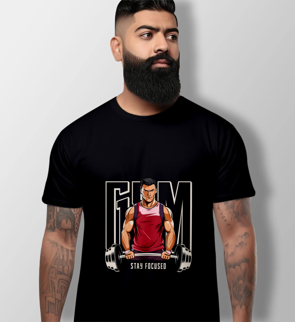 Gym Printed T-Shirt (Black)