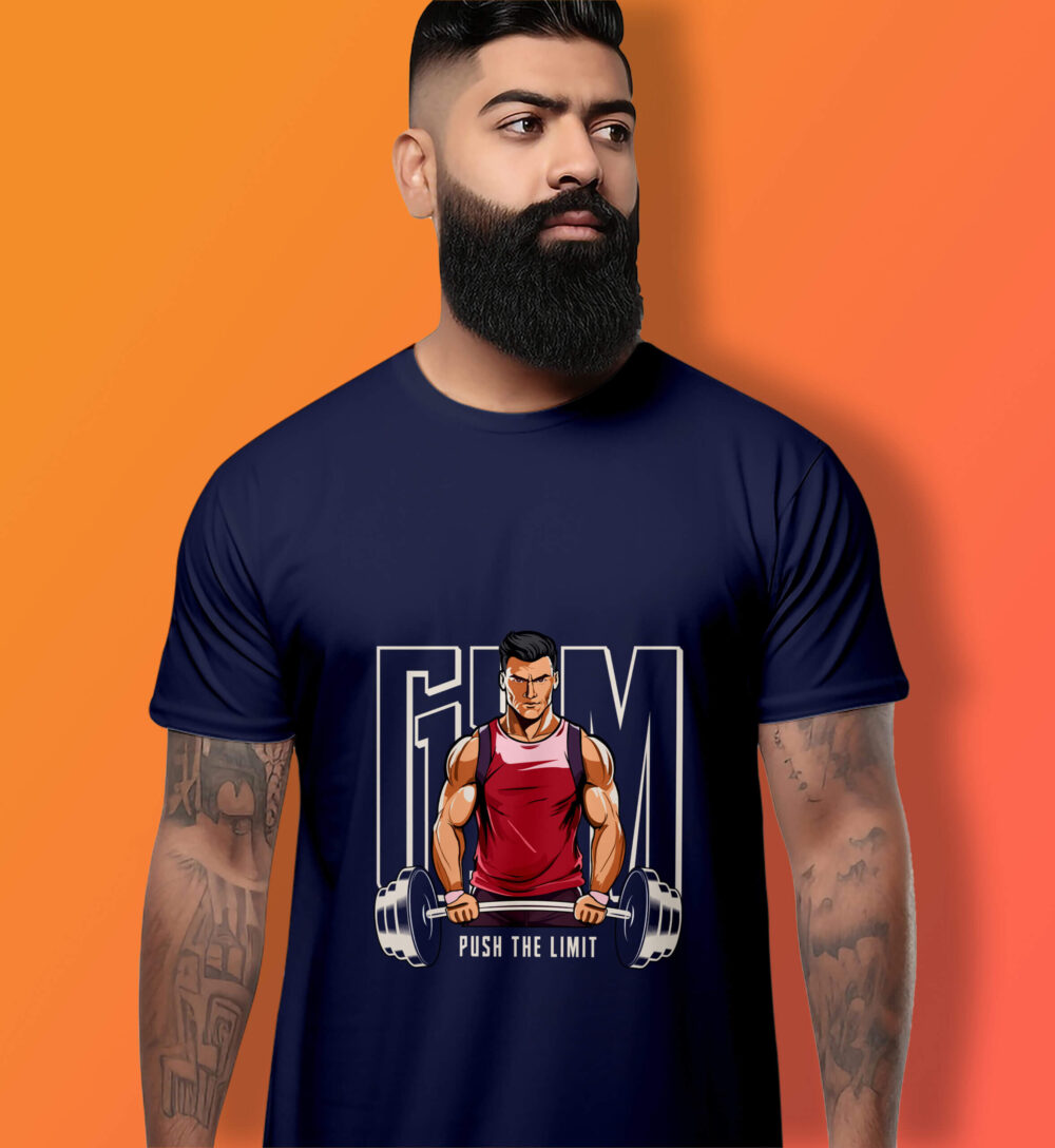 Gym Printed T-Shirt (Navy Blue)