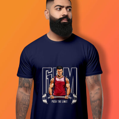 Gym Printed T-Shirt (Navy Blue)