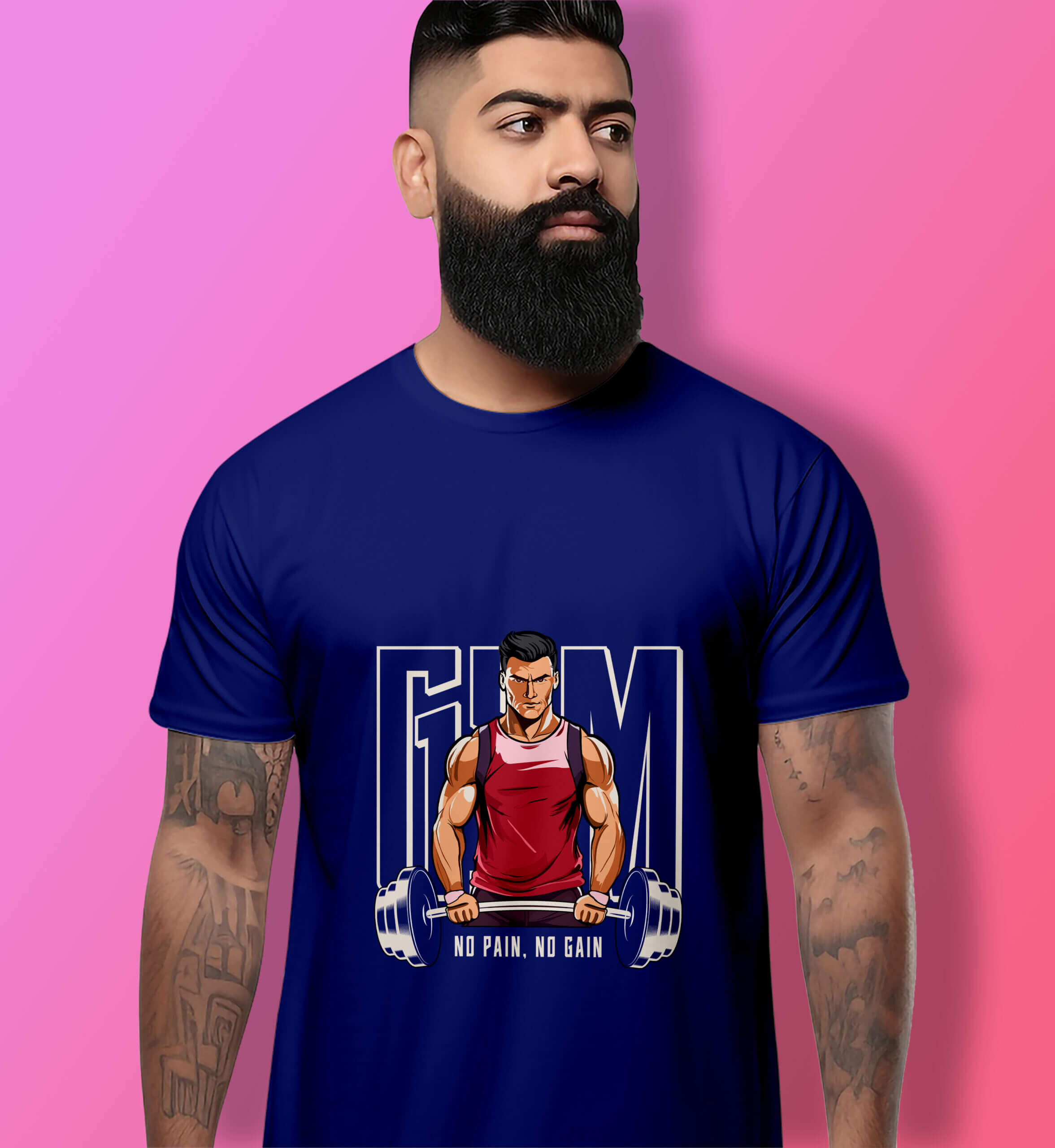 Gym Printed T-Shirt (Royal Blue)