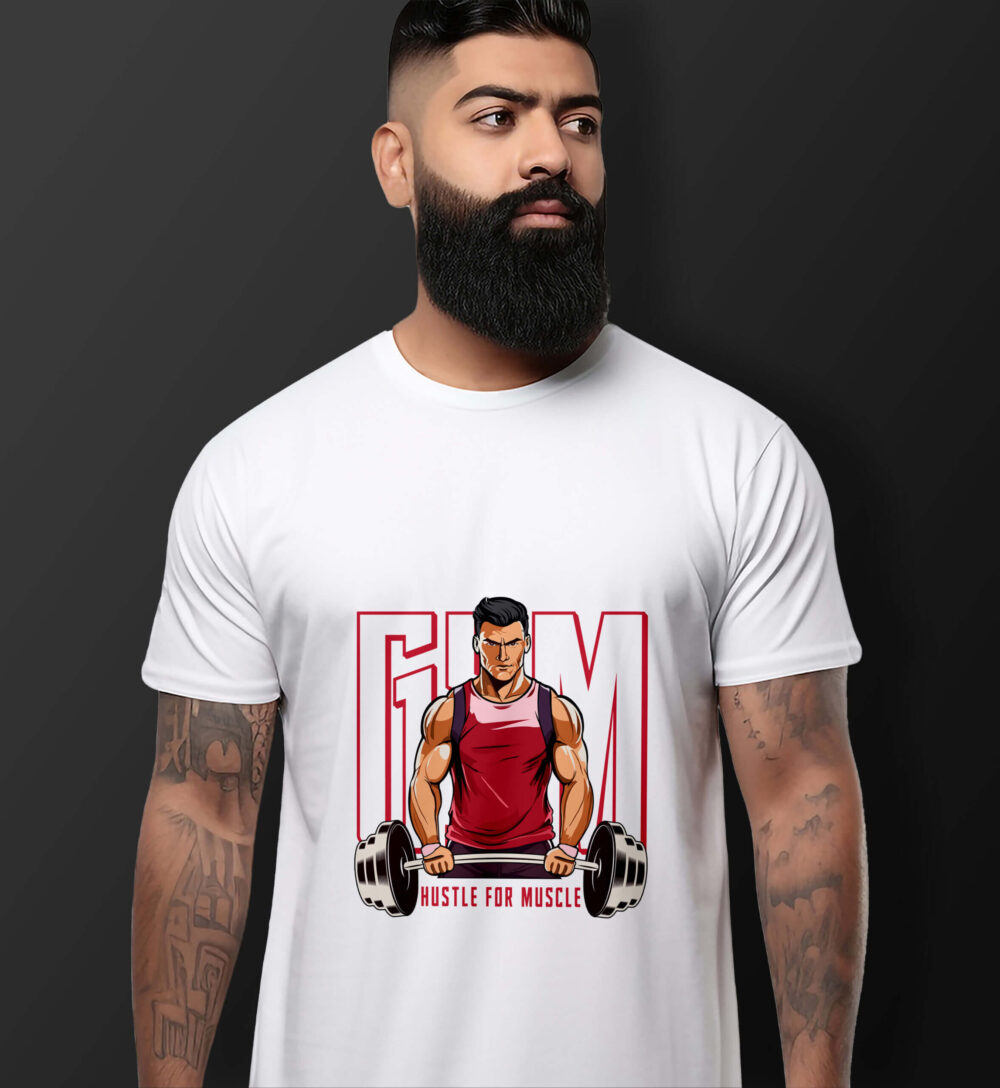 Gym Printed T-Shirt (White)