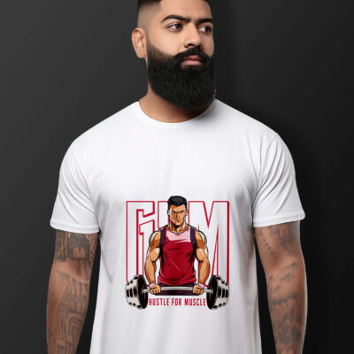 Gym Printed T-Shirt (White)