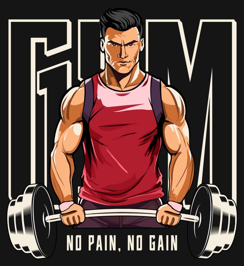 Gym Printed Oversized T-Shirt (Black) - Image 2