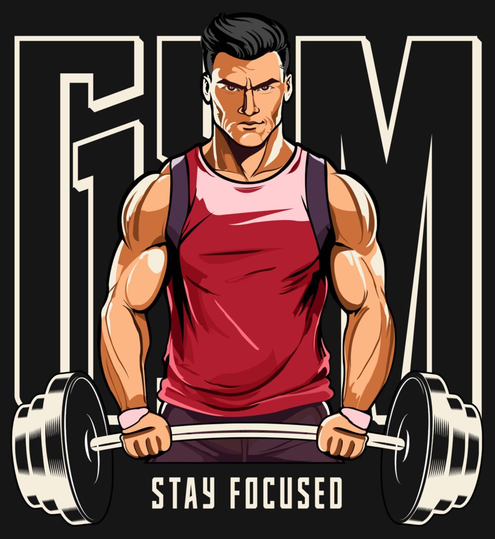 Gym Printed T-Shirt (Black) - Image 3