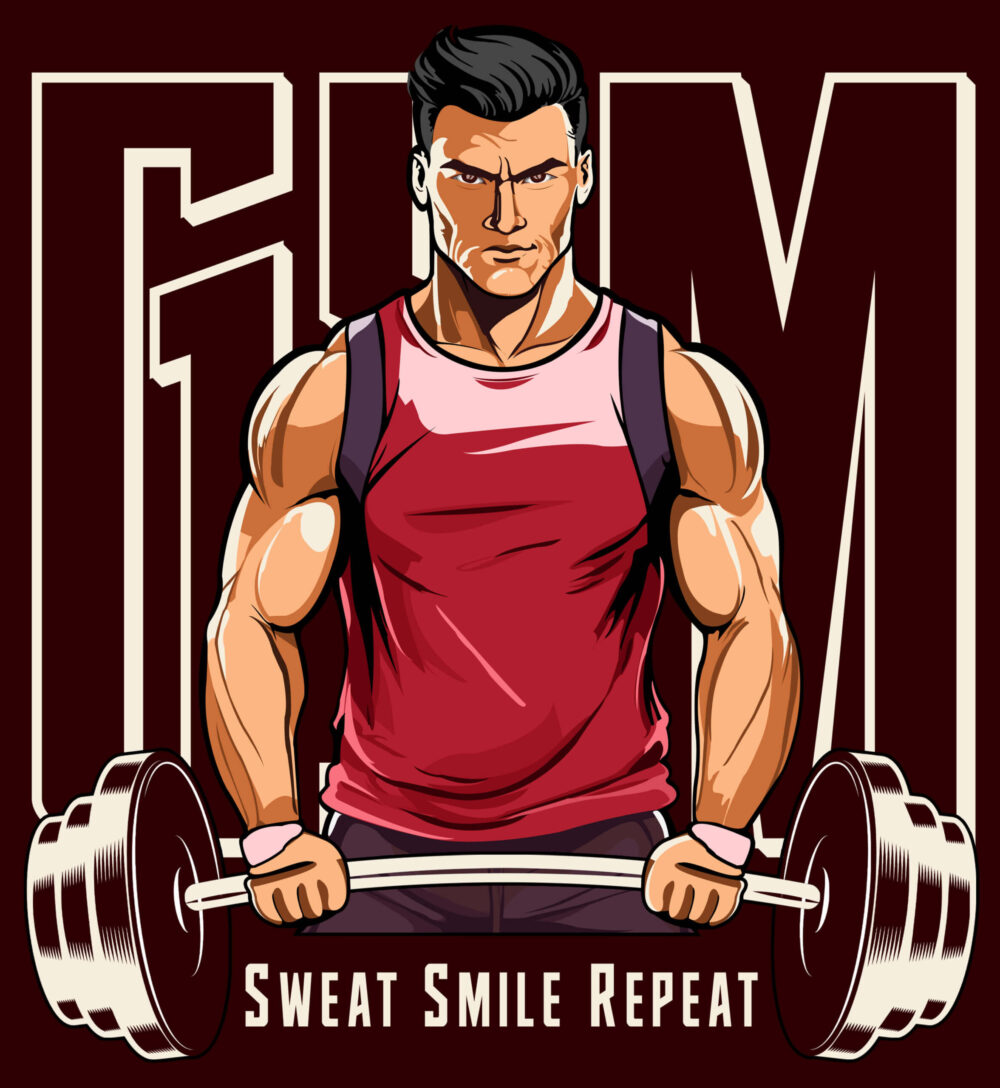 Gym Printed T-Shirt (Maroon) - Image 3