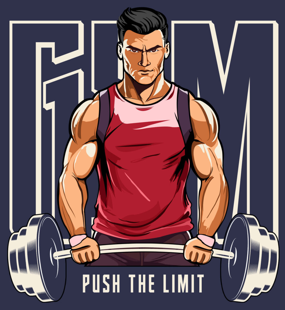 Gym Printed T-Shirt (Navy Blue) - Image 3