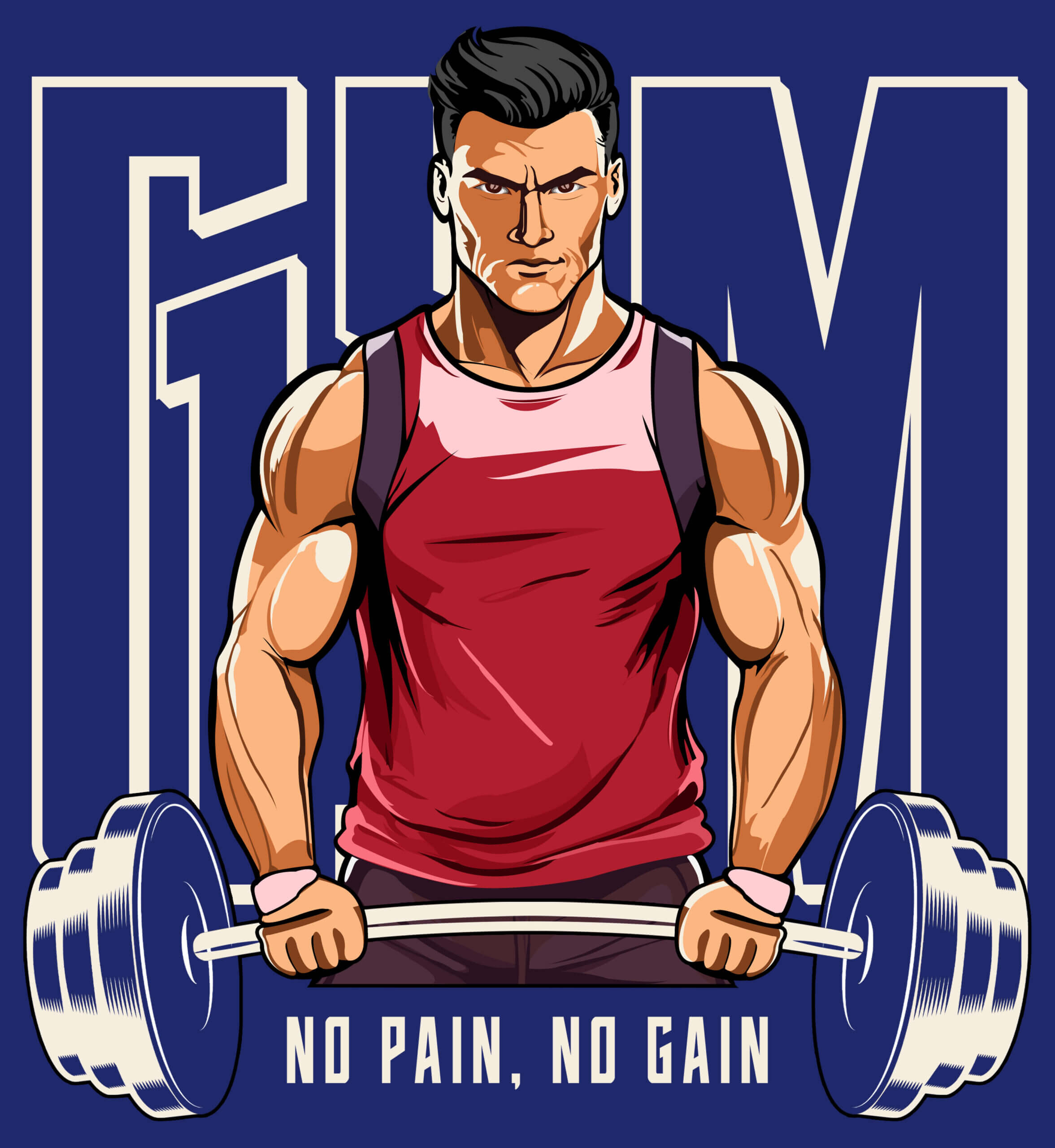 Gym Printed T-Shirt (Royal Blue) - Image 3