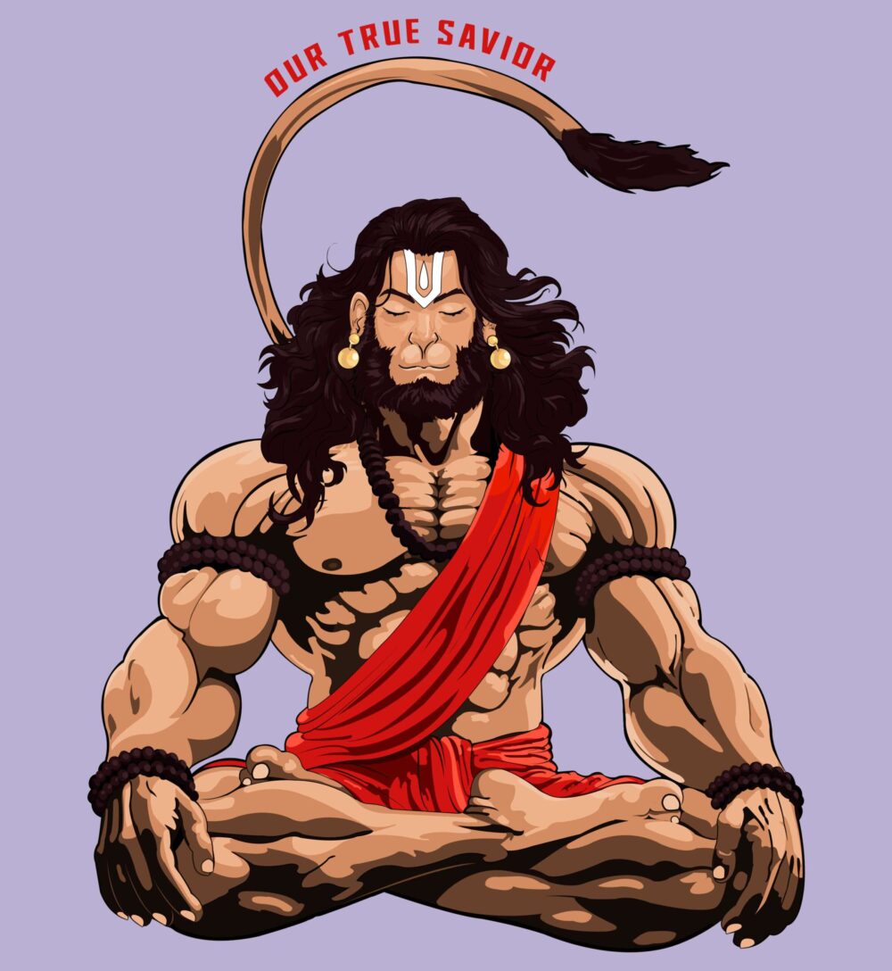 Hanuman Printed Oversized T-Shirt (Lavender) - Image 2