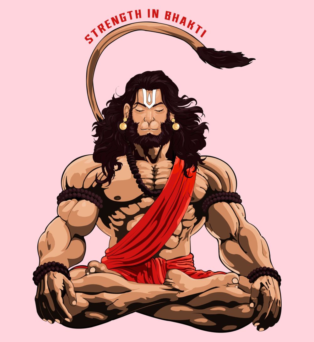 Hanuman Printed Oversized T-Shirt (Light Baby Pink) - Image 2