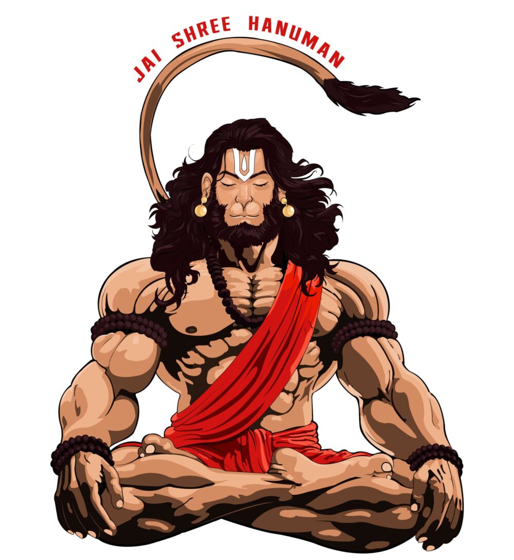 Hanuman Printed Oversized T-Shirt (White) - Image 2