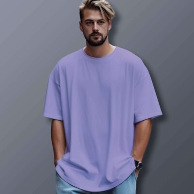 Unisex Oversized Plain T-Shirt (Lavender)
