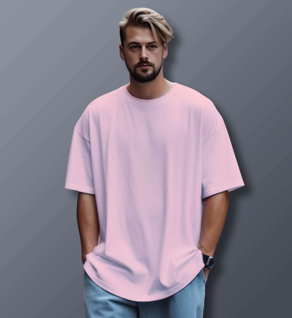 Unisex Oversized Plain T-Shirt (Light Baby Pink)