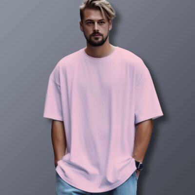 Unisex Oversized Plain T-Shirt (Light Baby Pink)