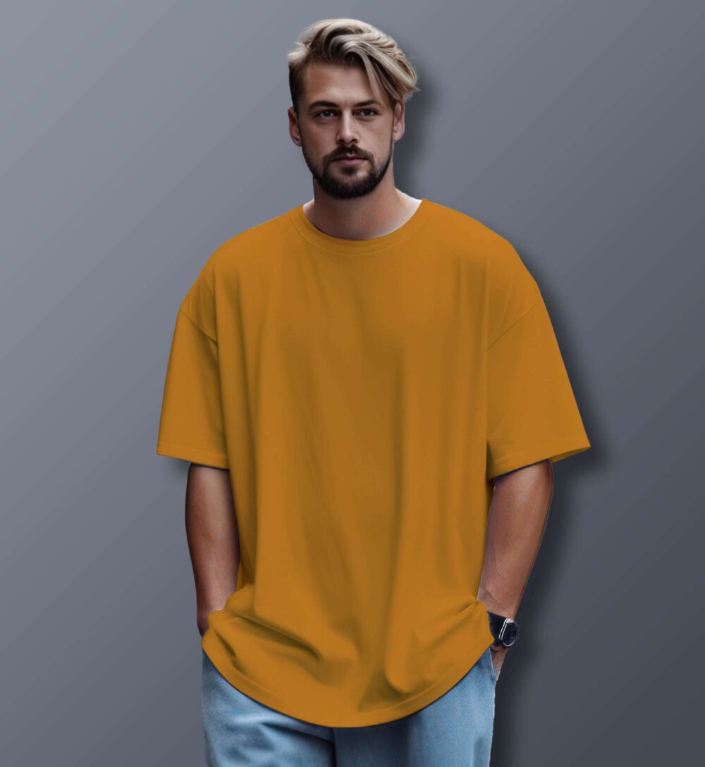 Unisex Oversized Plain T-Shirt (Mustard Yellow)