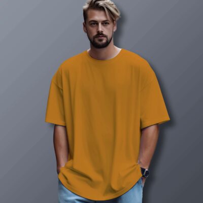 Unisex Oversized Plain T-Shirt (Mustard Yellow)