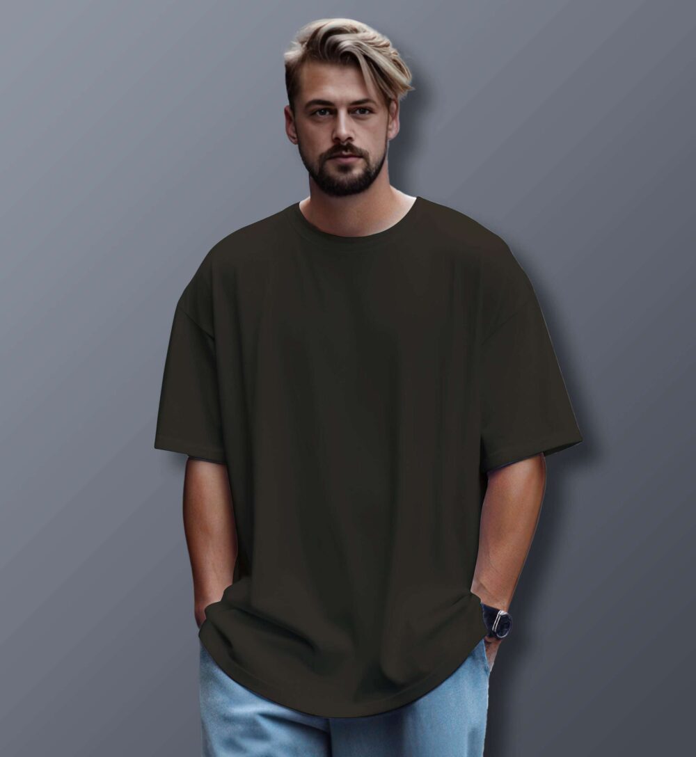 Unisex Oversized Plain T-Shirt (Olive Green)