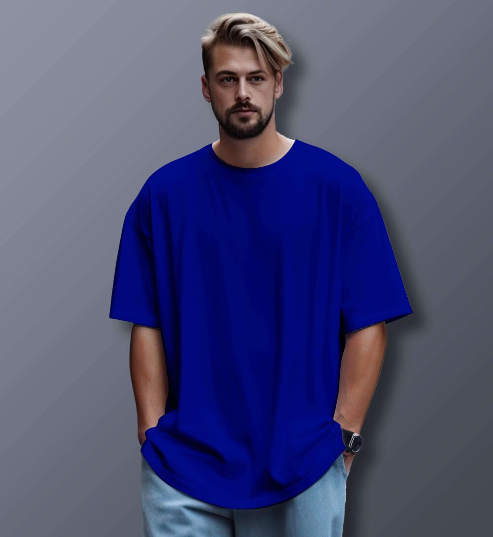 Unisex Oversized Plain T-Shirt (Royal Blue)