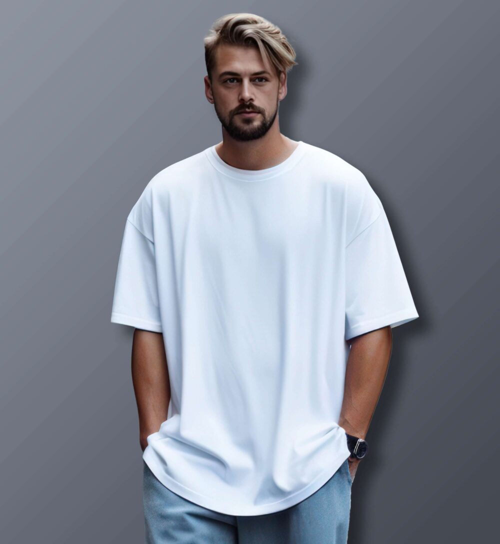Unisex Oversized Plain T-Shirt (White)