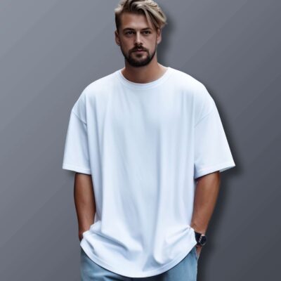 Unisex Oversized Plain T-Shirt (White)
