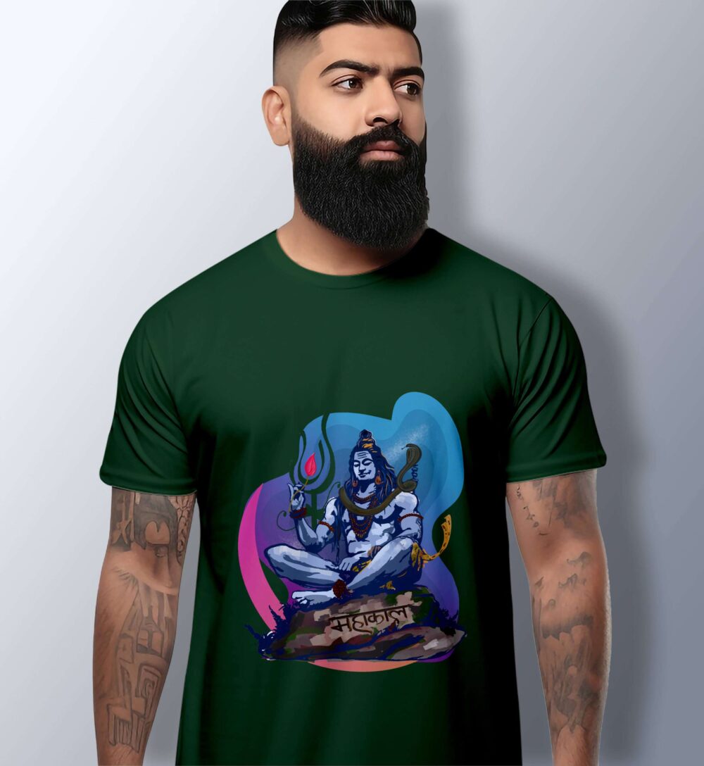 Mahadev Printed T-Shirt (Bottle Green)