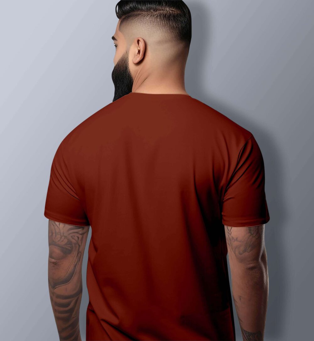 Army Printed T-Shirt (Brick Red) - Image 2