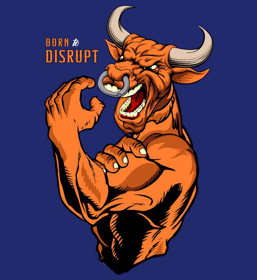 Bull Printed Oversized T-Shirt (Royal Blue)) - Image 2