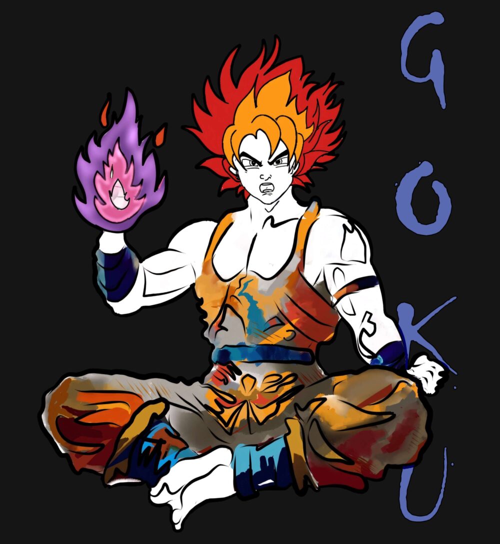 Goku Printed Oversized T-Shirt (Black) - Image 2