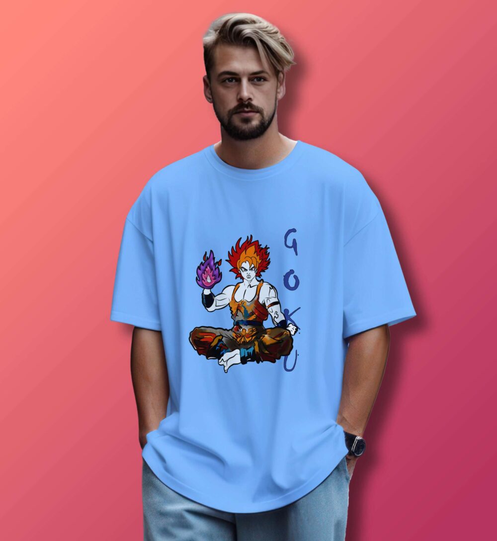 Goku Printed Oversized T-Shirt (Baby Blue)