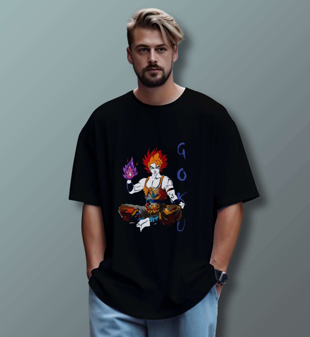 Goku Printed Oversized T-Shirt (Black)