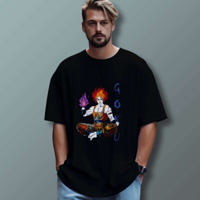 Goku Printed Oversized T-Shirt (Black)