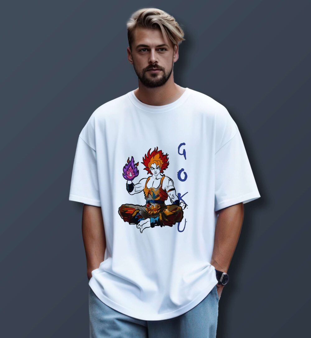 Goku Printed Oversized T-Shirt (White)