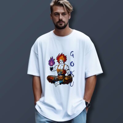 Goku Printed Oversized T-Shirt (White)