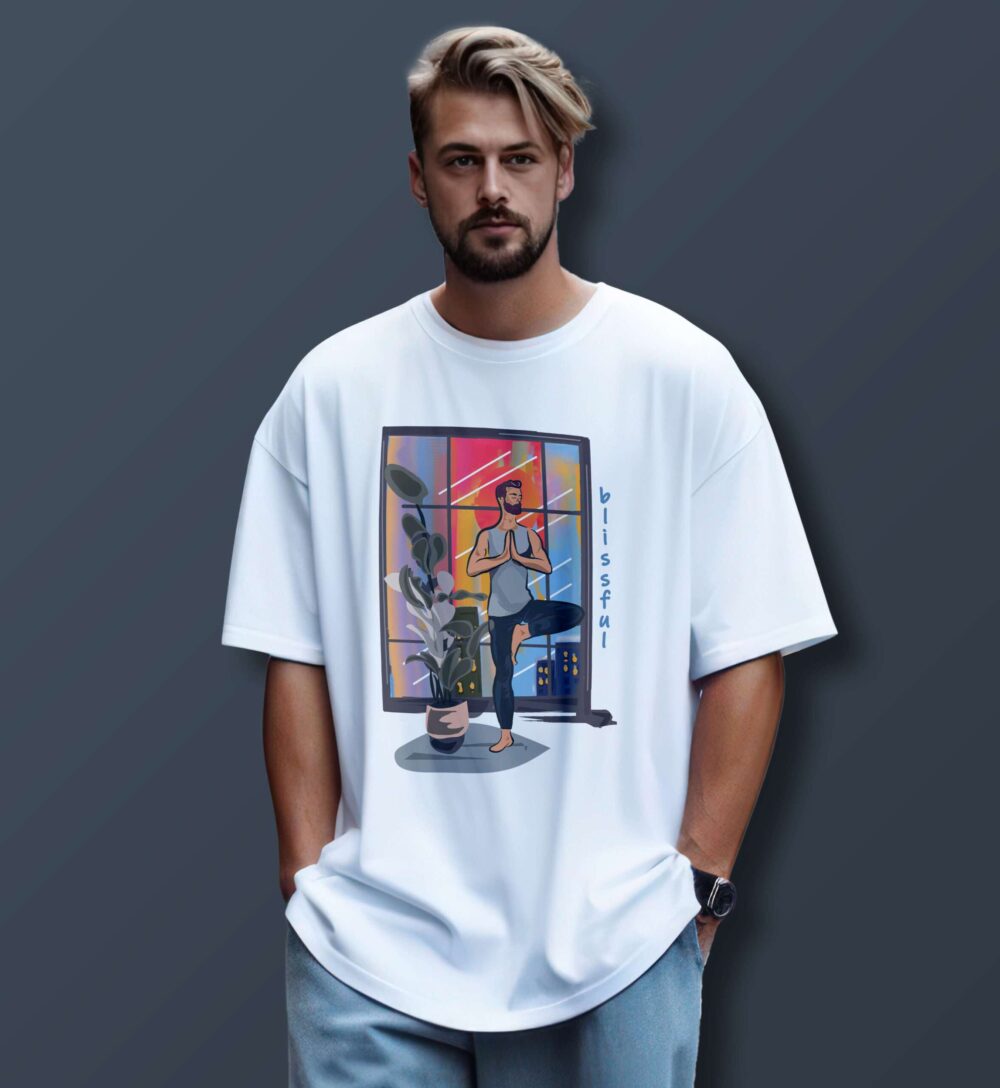 Yoga Tree Printed Oversized T-Shirt (White)