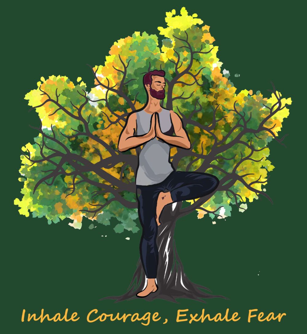 Tree Yoga Printed Oversized T-Shirt (Bottle Green) - Image 2