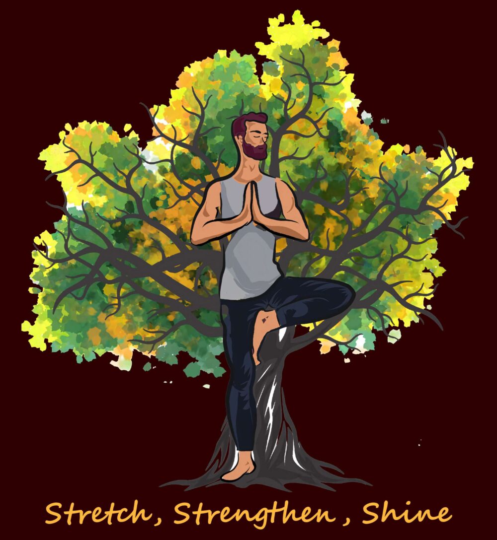Tree Yoga Printed Oversized T-Shirt (Maroon) - Image 2