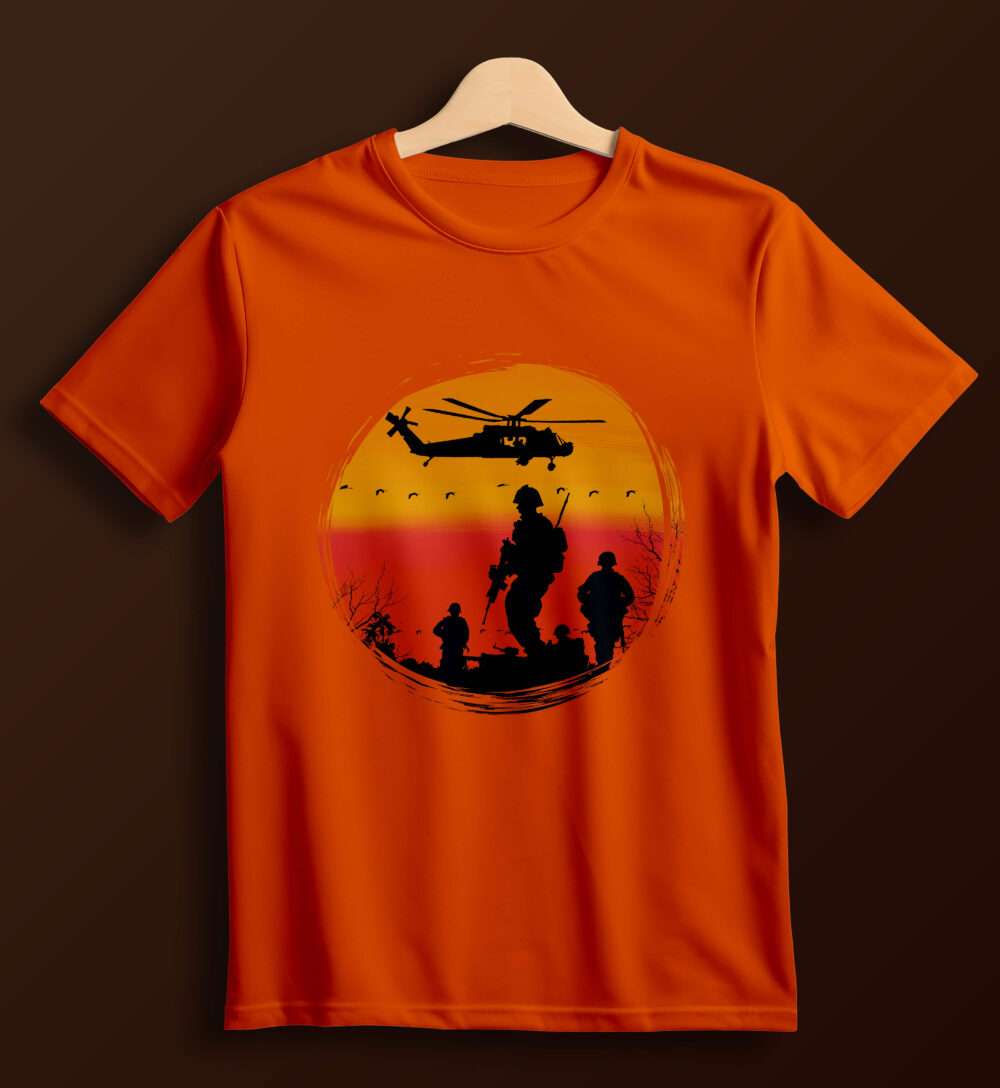 Army Printed T-Shirt (Orange)