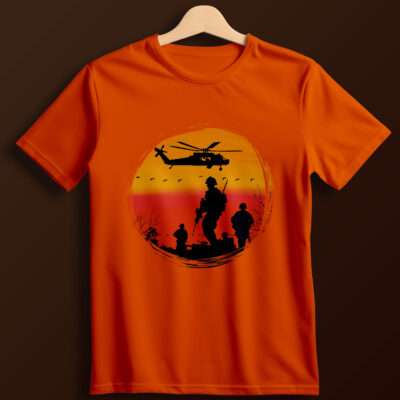 Army Printed T-Shirt (Orange)