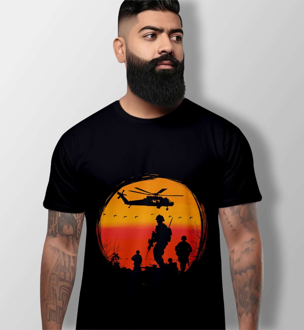 Army Printed T-Shirt (Black) - Image 2